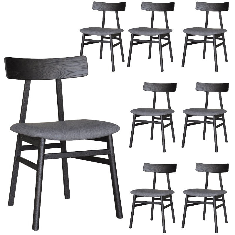 Dining Chairs Claire Dining Chair Set Of 8 Solid Oak Wood Fabric Seat Furniture Black