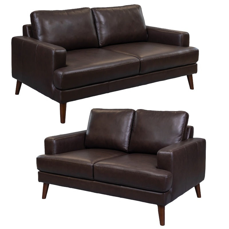 Sofas, Armchairs & Couches Matilda 2 + 3 Seater Sofa Leather Upholstered Lounge Set Chocolate