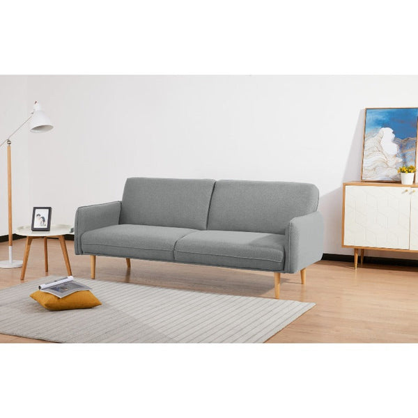 Sofas, Armchairs & Couches Celia 3 Seater Sofa Queen Bed Fabric Uplholstered Lounge Couch Light Grey