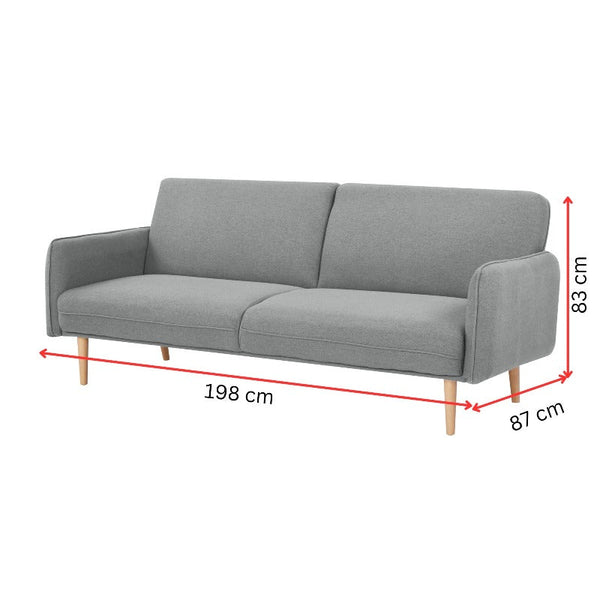 Sofas, Armchairs & Couches Celia 3 Seater Sofa Queen Bed Fabric Uplholstered Lounge Couch Light Grey