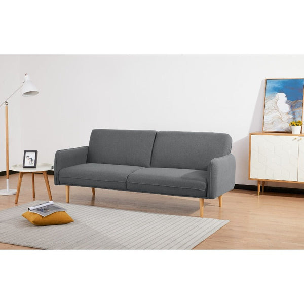 Sofas, Armchairs & Couches Celia 3 Seater Sofa Queen Bed Fabric Uplholstered Lounge Couch Mid Grey