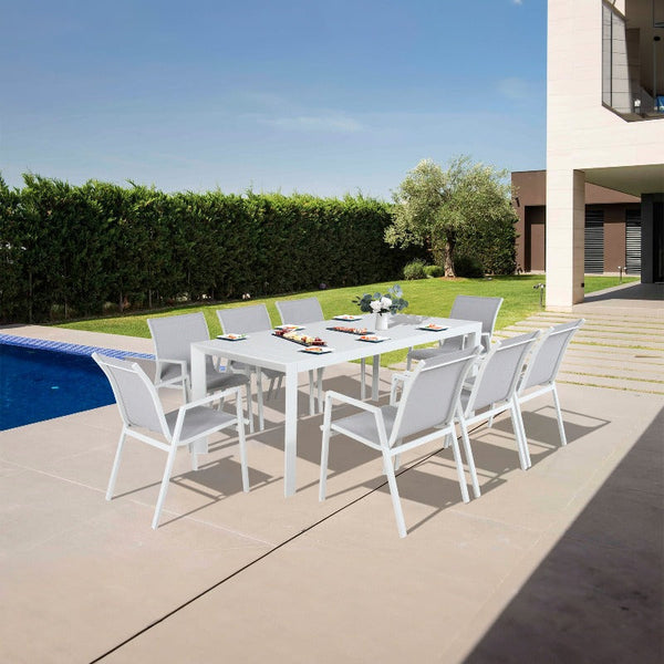 Outdoor Dining Sets Iberia 2Pc Set Aluminium Outdoor Dining Table Chair White