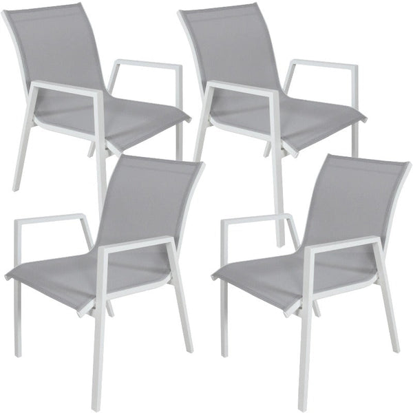 Outdoor Dining Sets Iberia 4Pc Set Aluminium Outdoor Dining Table Chair White