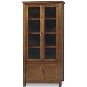 Bookshelves Birdsville Display Unit Glass Door Bookcase Solid Mt Ash Timber Wood Brown