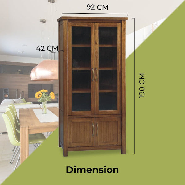 Bookshelves Birdsville Display Unit Glass Door Bookcase Solid Mt Ash Timber Wood Brown