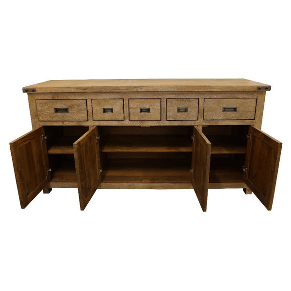 Sideboards & Buffets Gloriosa Buffet Table 180Cm 4 Door 5 Drawer Solid Mango Timber Wood Honey Wash