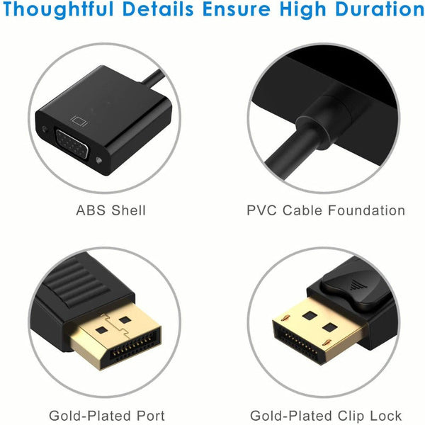 Monitor/AV Cables & Adapters Displayport Male To Vga Female Gold Plated Dp Port Adapter