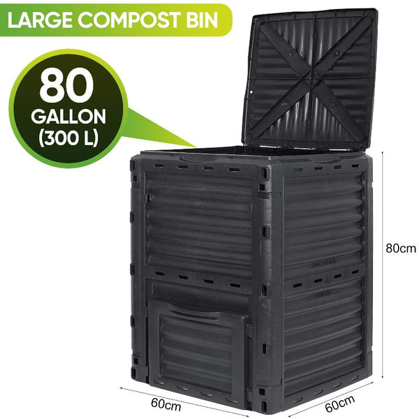 Garden Compost Bins 300L Large Garden Outdoor Compost Bin Composter Bpa Free Barrel