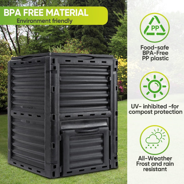 Garden Compost Bins 300L Large Garden Outdoor Compost Bin Composter Bpa Free Barrel