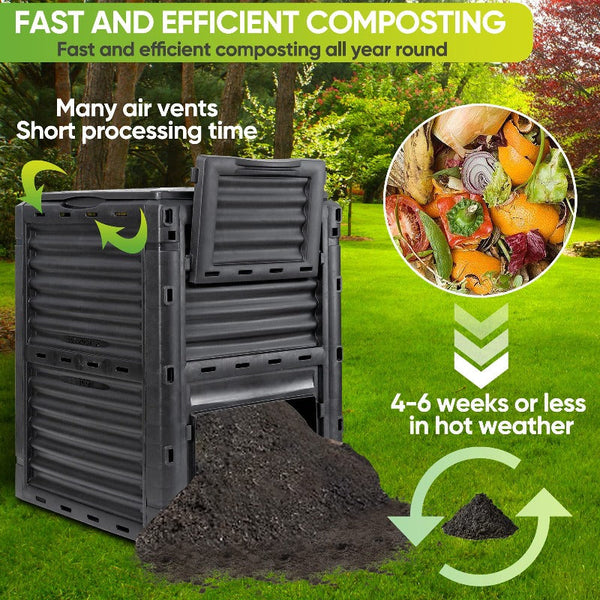 Garden Compost Bins 300L Large Garden Outdoor Compost Bin Composter Bpa Free Barrel