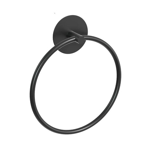 Towel Racks Bathroom Towel Ring Rack Adhesive Hand Towels Holder Hanger Round Black