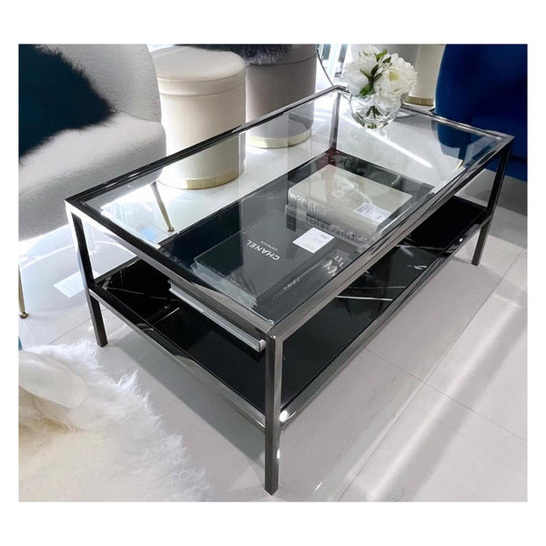 Coffee Tables Interior Ave Vogue Coffee Table Black Marble Stone & Glass