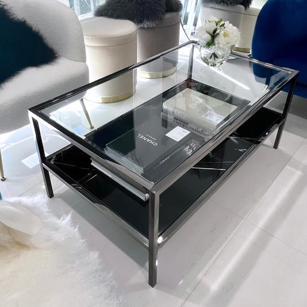 Coffee Tables Interior Ave Vogue Coffee Table Black Marble Stone & Glass