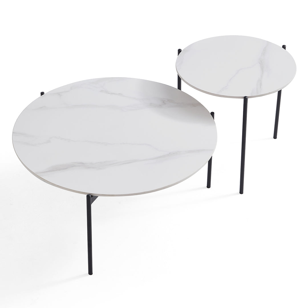 Coffee Tables Interior Ave Bianco Nested Coffee Table Set White Marble Stone