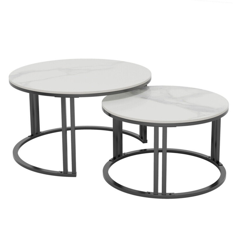 Coffee Tables Interior Ave Premier Nested Coffee Table Set White Marble Stone