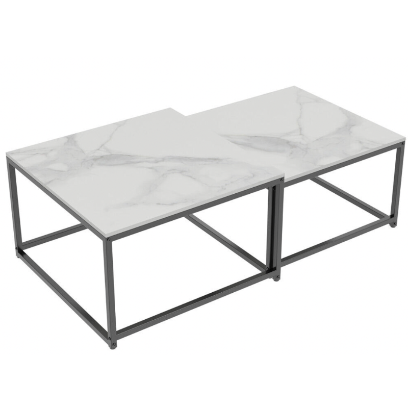 Coffee Tables Interior Ave Ciest Square Nested Coffee Table Set White Marble Stone