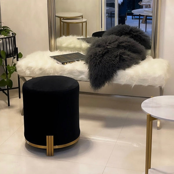 Ottomans, Footstools & Poufs Interior Ave Apollo Velvet Ottoman Black