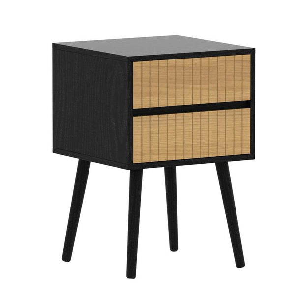 Bedside Tables Oslo Bedside Table With 2 Drawer In Black & Natural