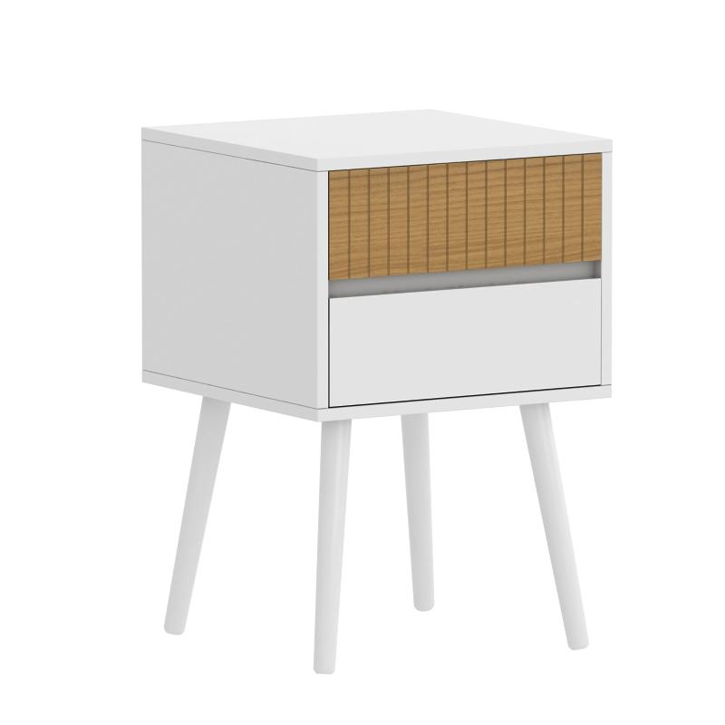 Bedside Tables Oslo Bedside Table With 2 Drawer In White & Natural