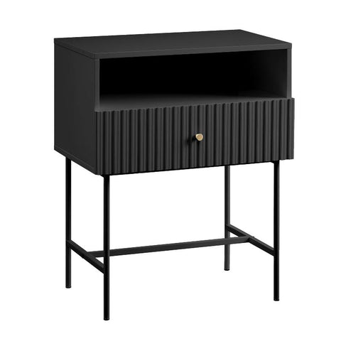 Bedside Tables Lucia Slender Fluted Bedside Table In Black Or White