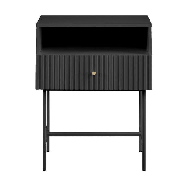 Bedside Tables Lucia Slender Fluted Bedside Table In Black Or White