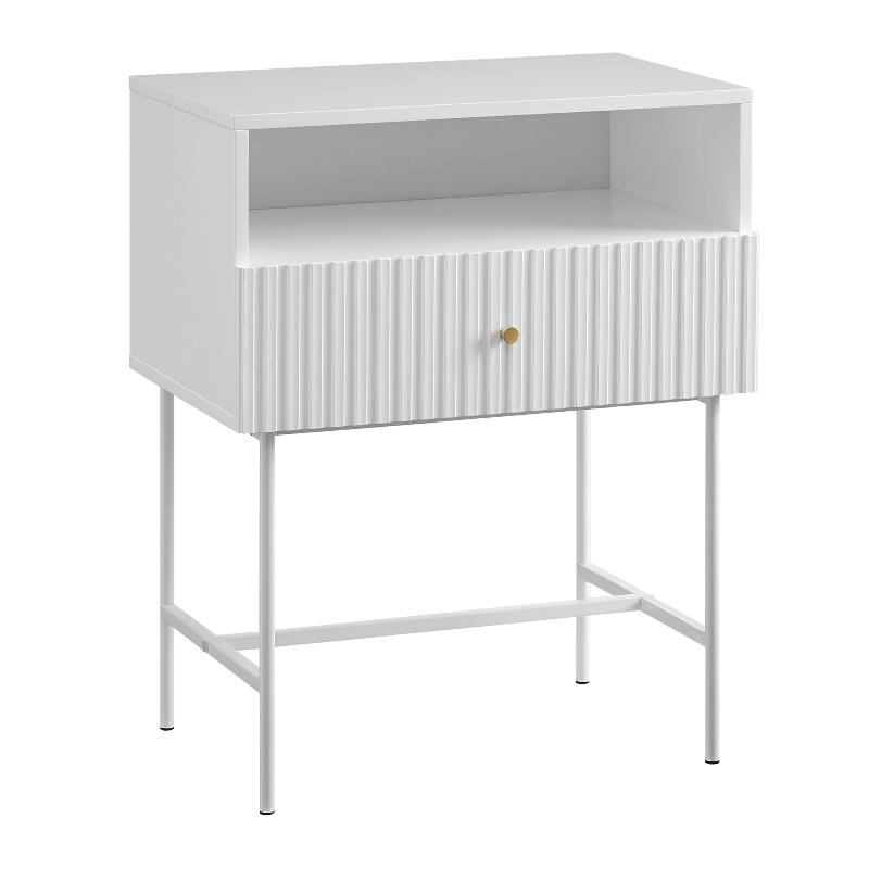 Bedside Tables Lucia Slender Fluted Bedside Table In Black Or White