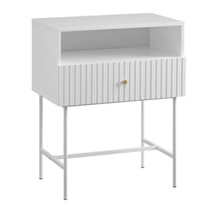 Bedside Tables Lucia Slender Fluted Bedside Table In Black Or White