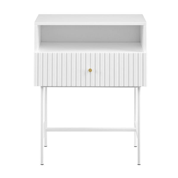 Bedside Tables Lucia Slender Fluted Bedside Table In Black Or White