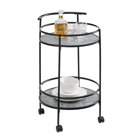 Kitchen Carts Carlly 2 Tiers Kitchen Rolling Bar Cart In Concrete Grey