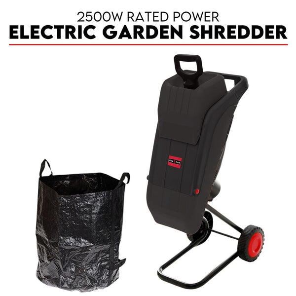 Chippers Shredders Mulchers 2500W Electric Garden Mulcher Shredder Portable Wood Chipper On Wheels W/ Bag