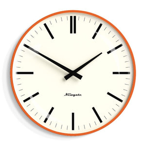 Wall Clocks Newgate Radio City Wall Clock Bold Black Marker Dial. Matte Pumpkin Orange