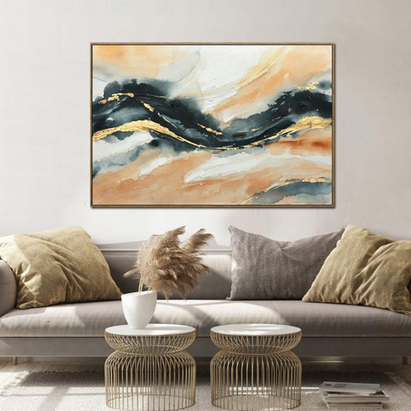 Wall Art 120X80cm Riptide Reverie Dark Wood Framed Hand Painted Canvas