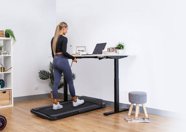 Standing Desks Lifespan Fitness V Fold Treadmill With Ergodesk Automatic Standing Desk 1500Mm In White/Black