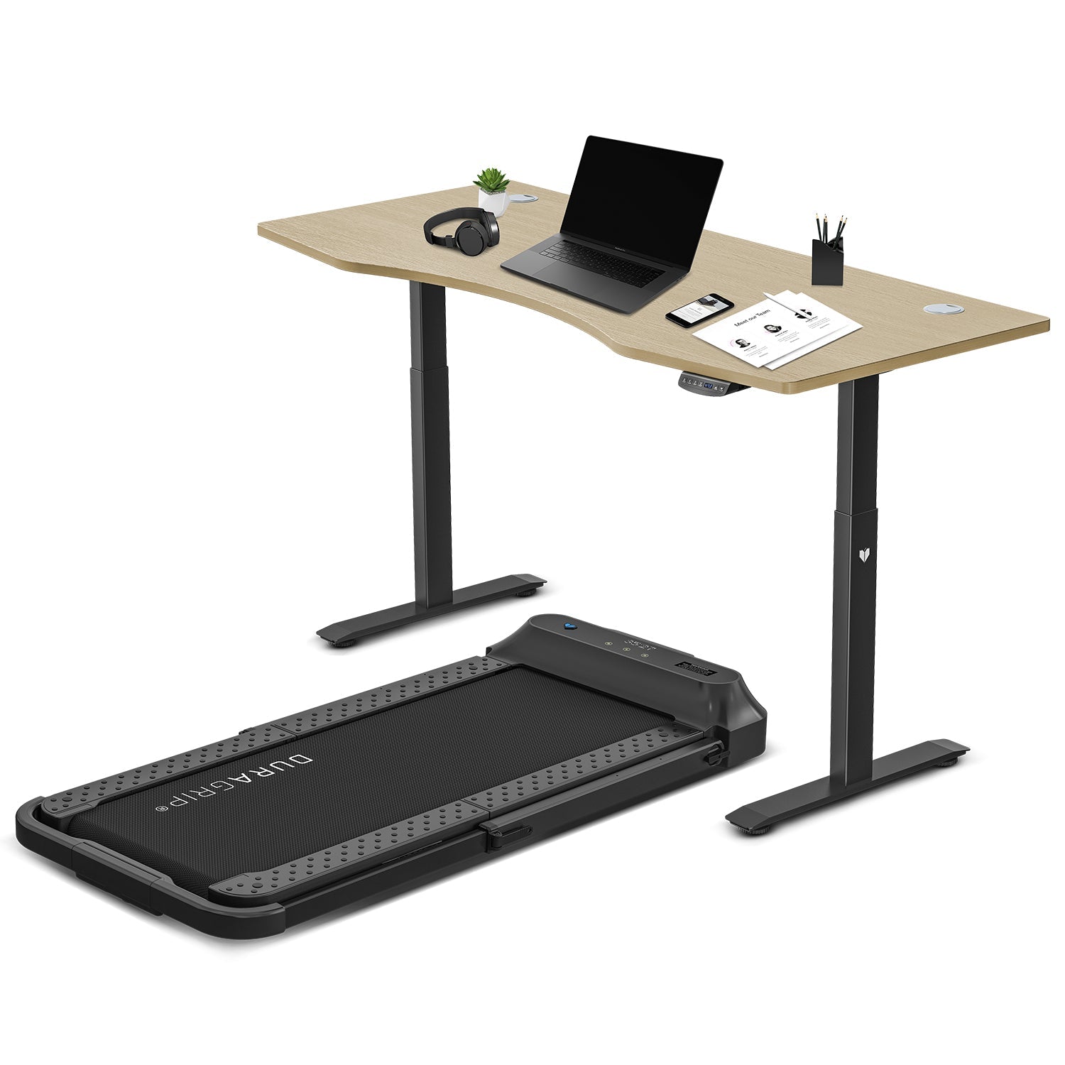 Standing Desks Lifespan Fitness V Fold Treadmill With Ergodesk Automatic Standing Desk 1800Mm In Oak/Black