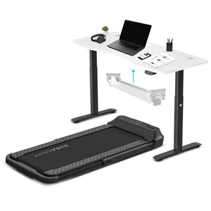 Standing Desks Lifespan Fitness V Fold Treadmill With Ergodesk Automatic Standing Desk 1500Mm In White/Black Cable Management