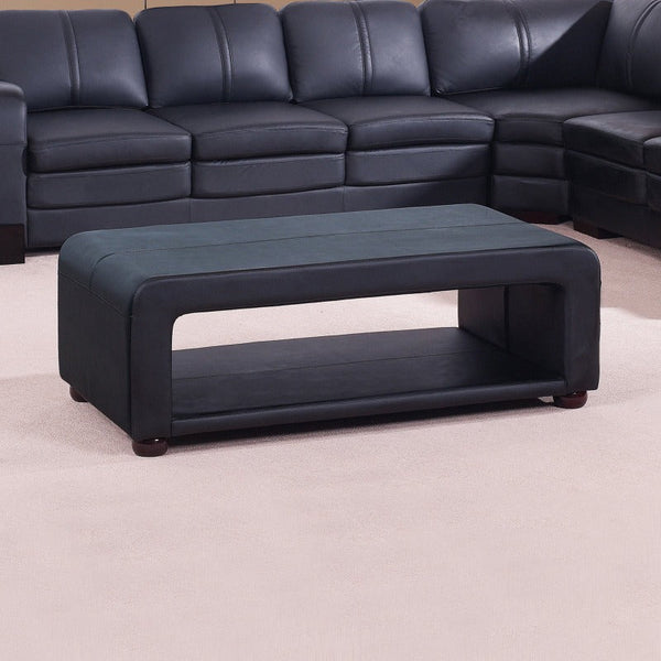 Coffee Tables Coffee Table Upholstered Pu Leather In Black Colour With Open Storage