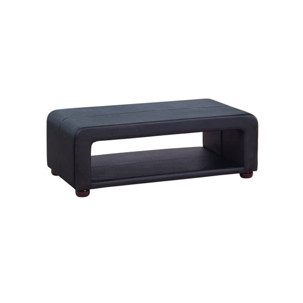 Coffee Tables Coffee Table Upholstered Pu Leather In Black Colour With Open Storage