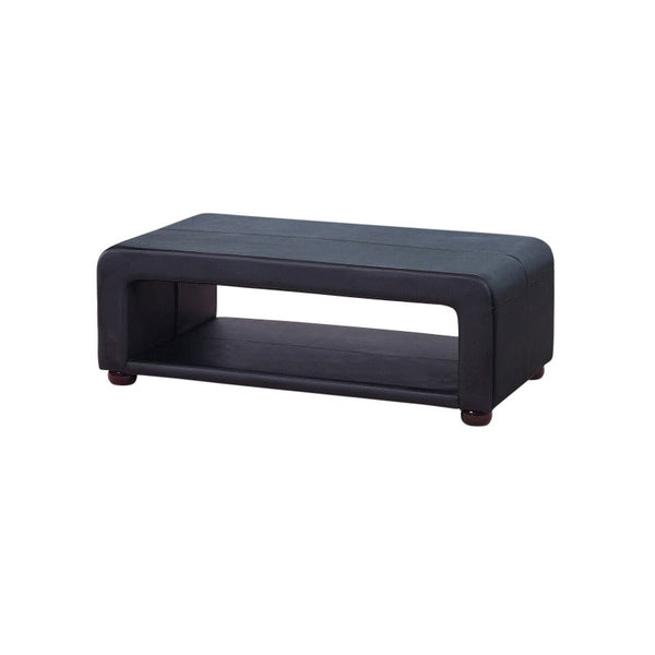 Coffee Tables Coffee Table Upholstered Pu Leather In Black Colour With Open Storage