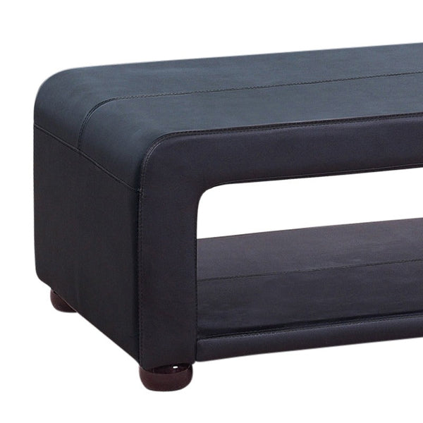 Coffee Tables Coffee Table Upholstered Pu Leather In Black Colour With Open Storage