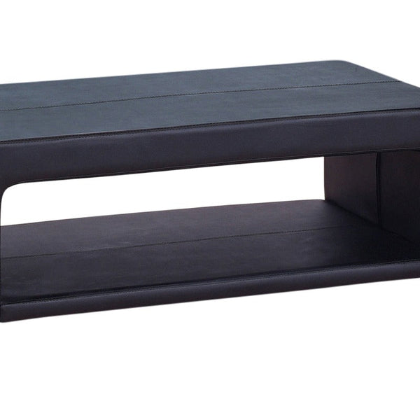 Coffee Tables Coffee Table Upholstered Pu Leather In Black Colour With Open Storage