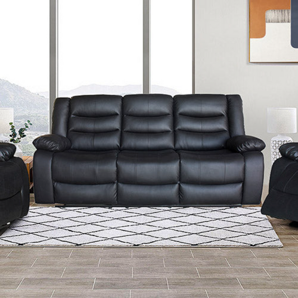 Sofas, Armchairs & Couches 3 Seater Recliner Sofa In Faux Leather Lounge Couch Black