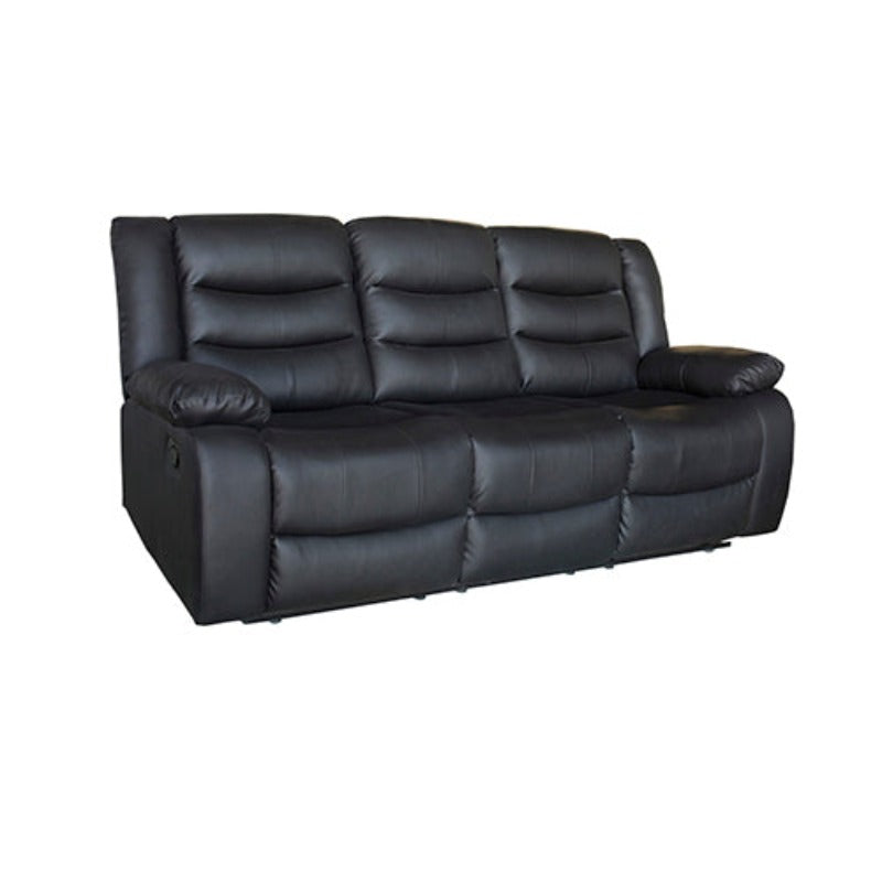 Sofas, Armchairs & Couches 3 Seater Recliner Sofa In Faux Leather Lounge Couch Black