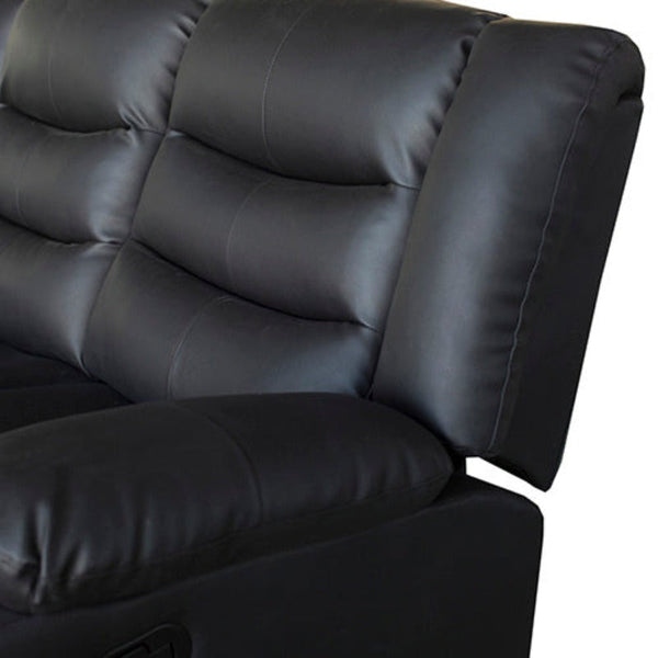 Sofas, Armchairs & Couches 3 Seater Recliner Sofa In Faux Leather Lounge Couch Black