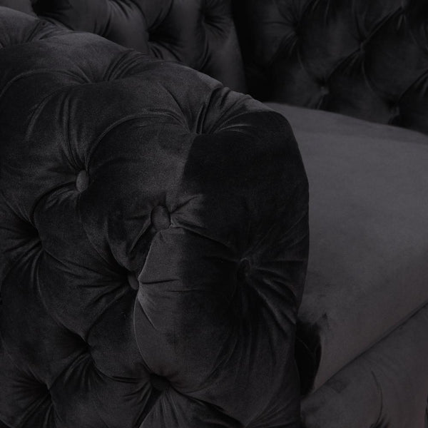 Sofas, Armchairs & Couches Single Seater Black Sofa Classic Armchair Button Tufted In Velvet Fabric With Metal Legs