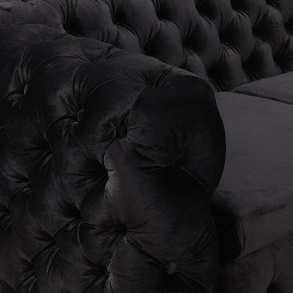 Sofas Armchairs & Couches 2 Seater Sofa Classic Button Tufted Lounge In Black Velvet Fabric With Metal Legs