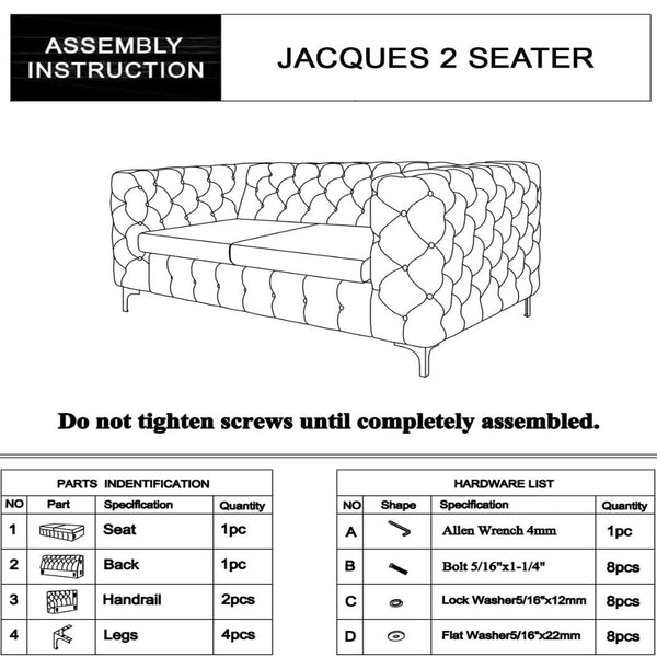 Sofas, Armchairs & Couches 2 Seater Sofa Classic Button Tufted Lounge In Black Velvet Fabric With Metal Legs