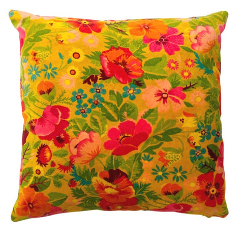 Cushion Covers Mustard Floral Velvet Cushion Cover 45X45cm