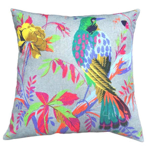 Cushion Covers Grey Cotton Velvet Bird Design Cushion Cover 45X45 Cm