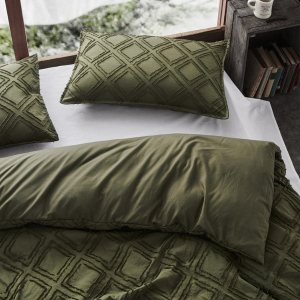 Quilt Covers Tufted Ultra Soft Microfiber Quilt Cover Set Double Khaiki Green