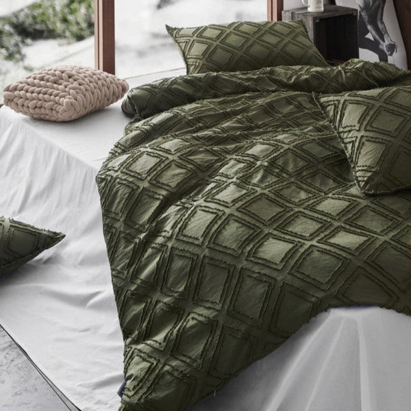 Quilt Covers Tufted Ultra Soft Microfiber Quilt Cover Set Double Khaiki Green